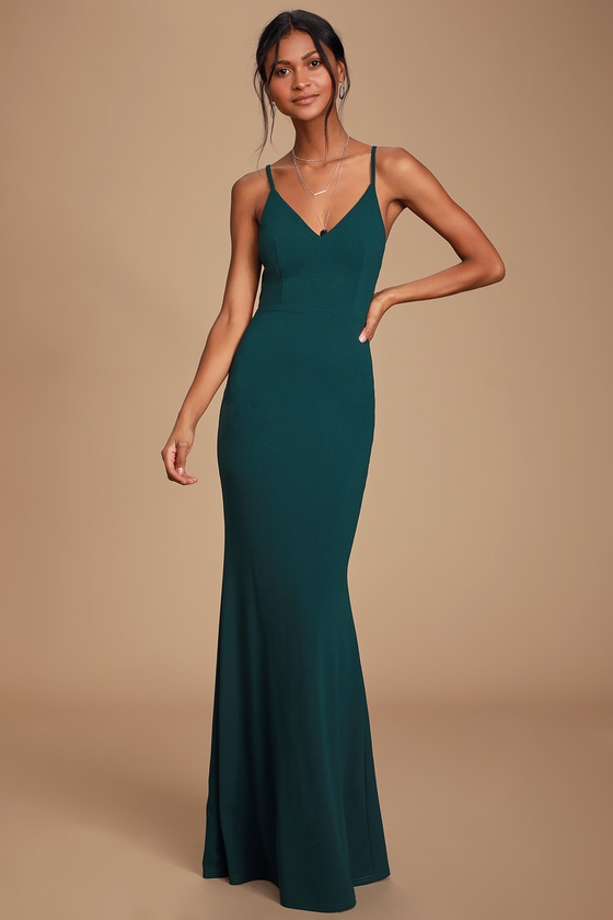 Classy Green Dress - Mermaid Maxi Dress ...